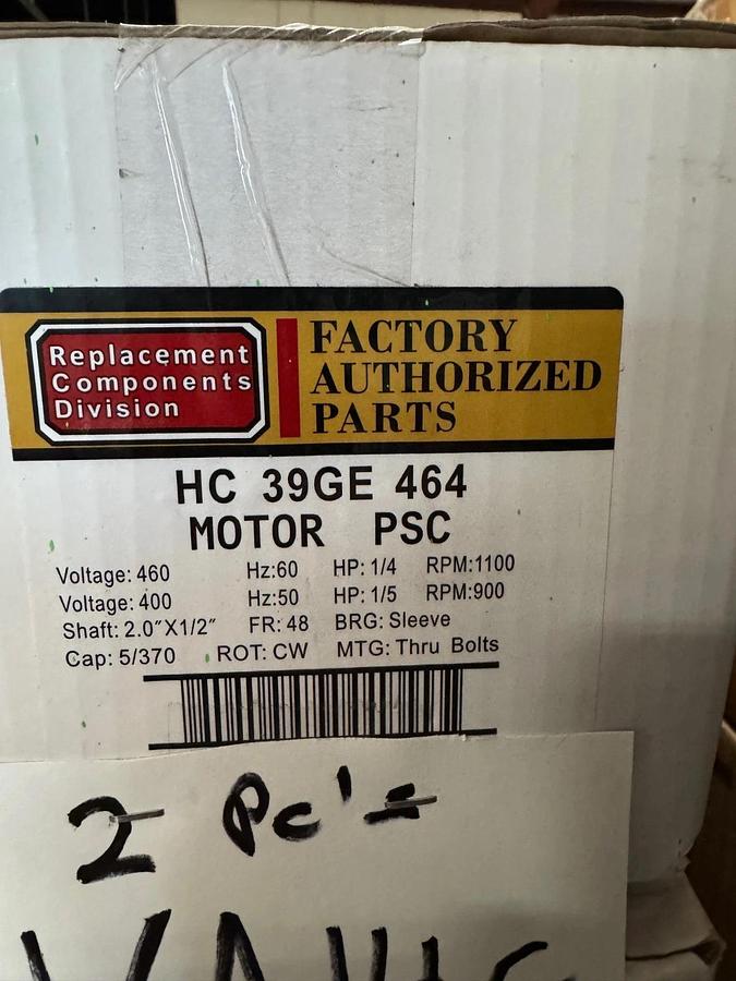 Carrier Broad-Ocean Motor 1/4 HP Model HC 39GE 464 VA14G WA3E 400/460 V 1100900
