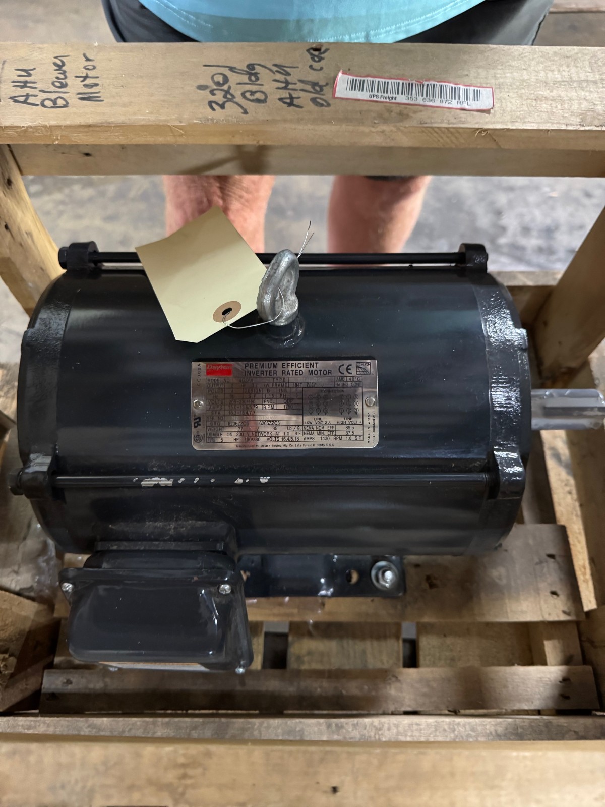 Dayton Inverter Rated Motor 5 HP MODEL 4GZA4 VA13C 1750 RPM 208-230/460 V 15/8