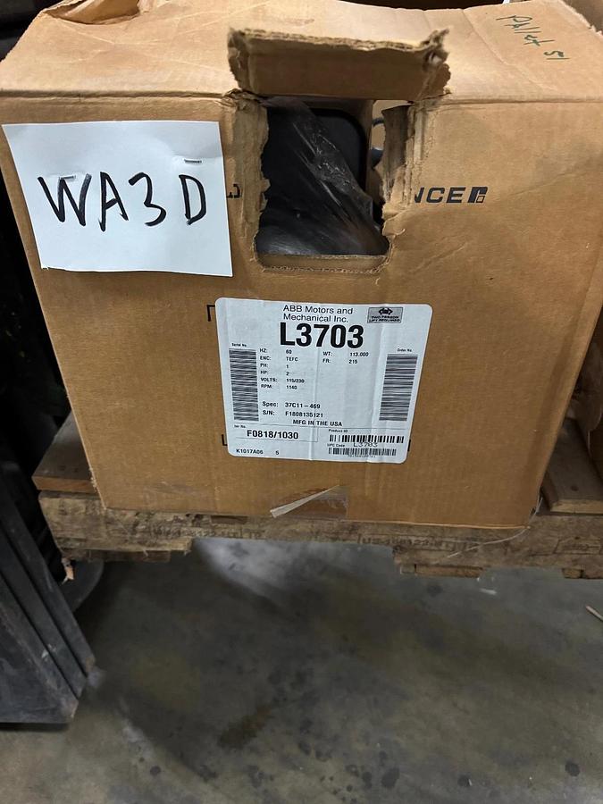 BALDOR INDUSTRIAL Motor 2 HP MODEL L3703 WA3C D 1140 RPM 115/230 V 8.5/4.2 AMP