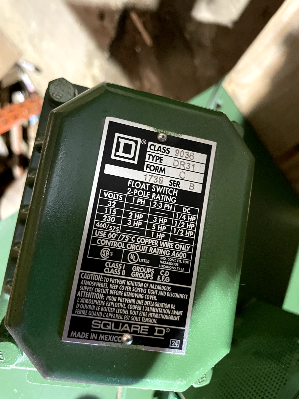 Sump Pump Deming 4508 Vertical 1-1/16 S 133050640 Imp Dia 7.00 1HP 1755RPM 208-2
