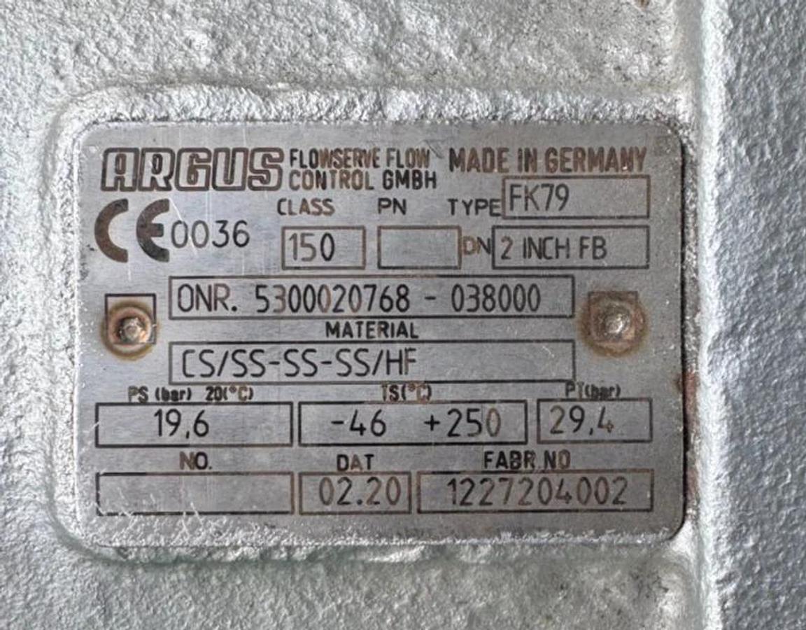 ARGUS 2" 150 RF FP BALL VALVE FK76M V37 LIMITORQUE ACT LPC-05A-140B-SR04