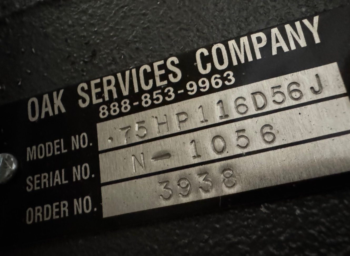 OAK SERVICES PUMP WA6B MODEL .75116D56J SER N-1056 3/4 CI BODY 3/4 HP