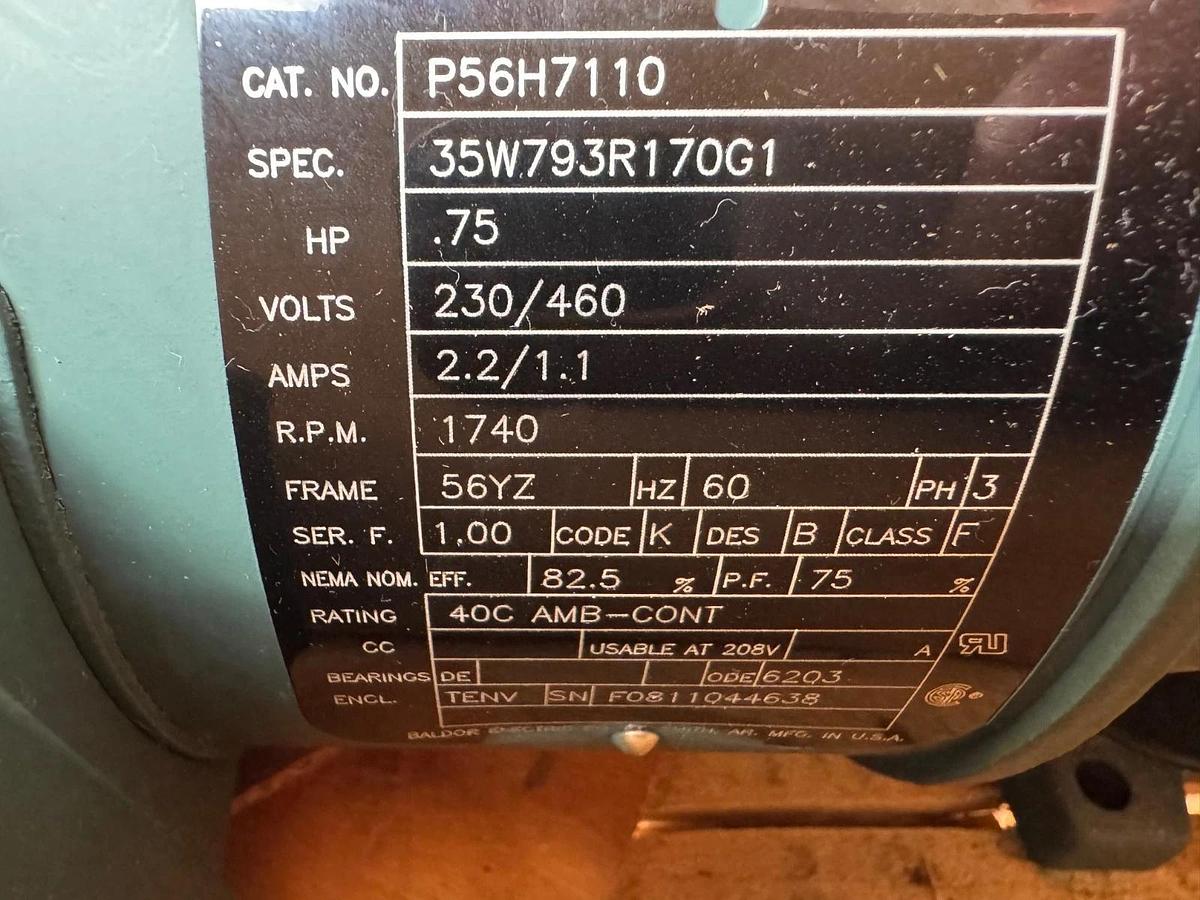 BALDOR / DODGE GEAR MOTOR 4138255 XA22A 3/4 HP 1725 TO 97 RPM 230/460 3 PH
