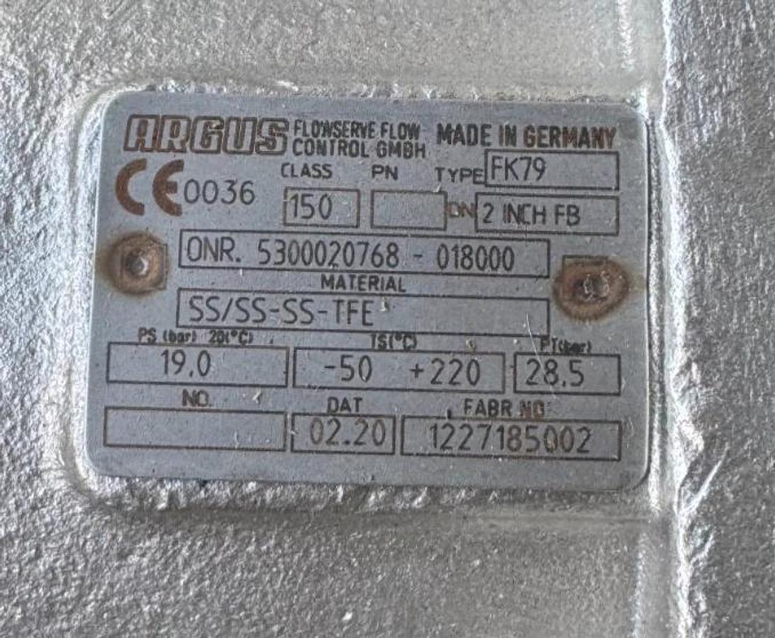 ARGUS 2" 150 RF FP BALL VALVE FK79 V39 SS BODY WITH AUTOMAX ACTUATOR S150S05