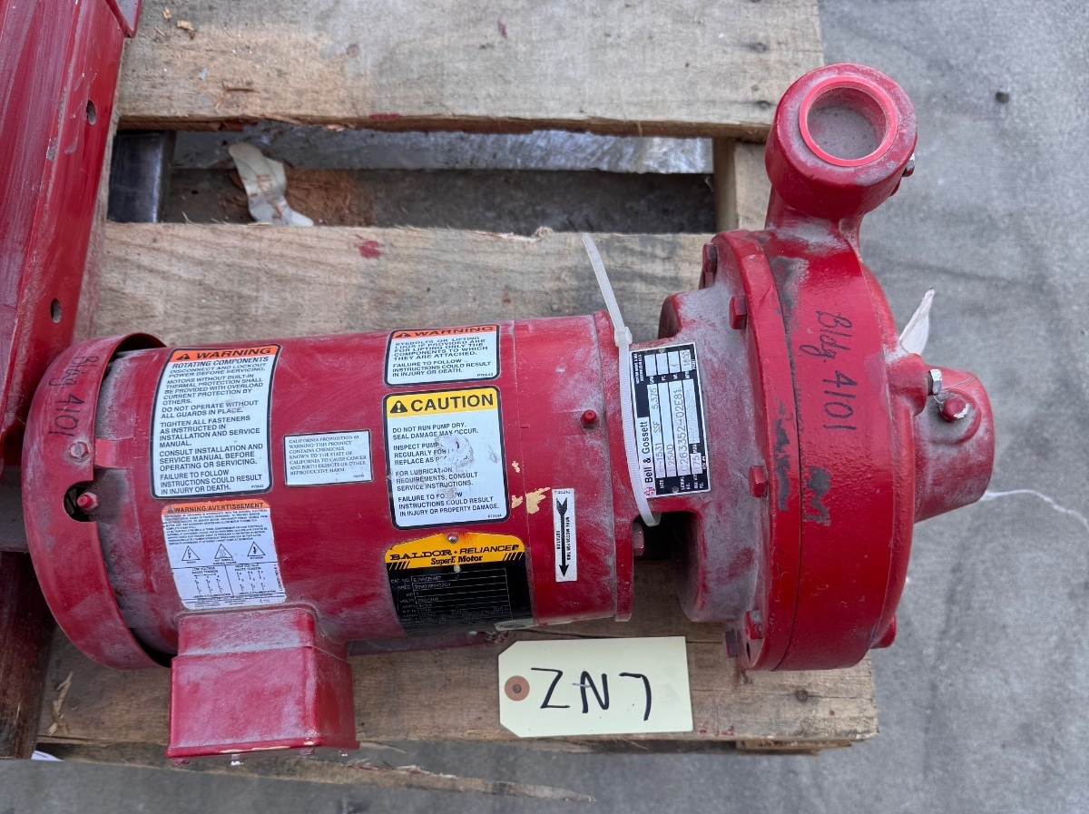 BELL & GOSSETT PUMP 1.25" X 5.375" IMP ZN7 & 9 E-1531 1 HP 1800 RPM 175 PSI