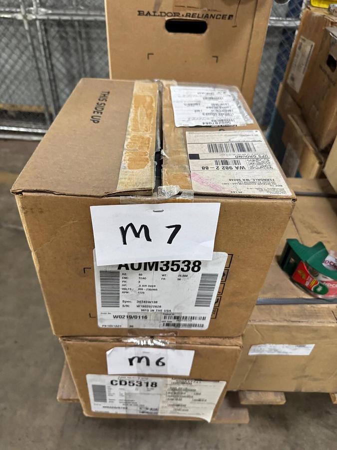 BALDOR MOTOR M7 1/2 HP MODEL AOM3538 1725 RPM 208-230/460 V 3 PH AMP FR 56