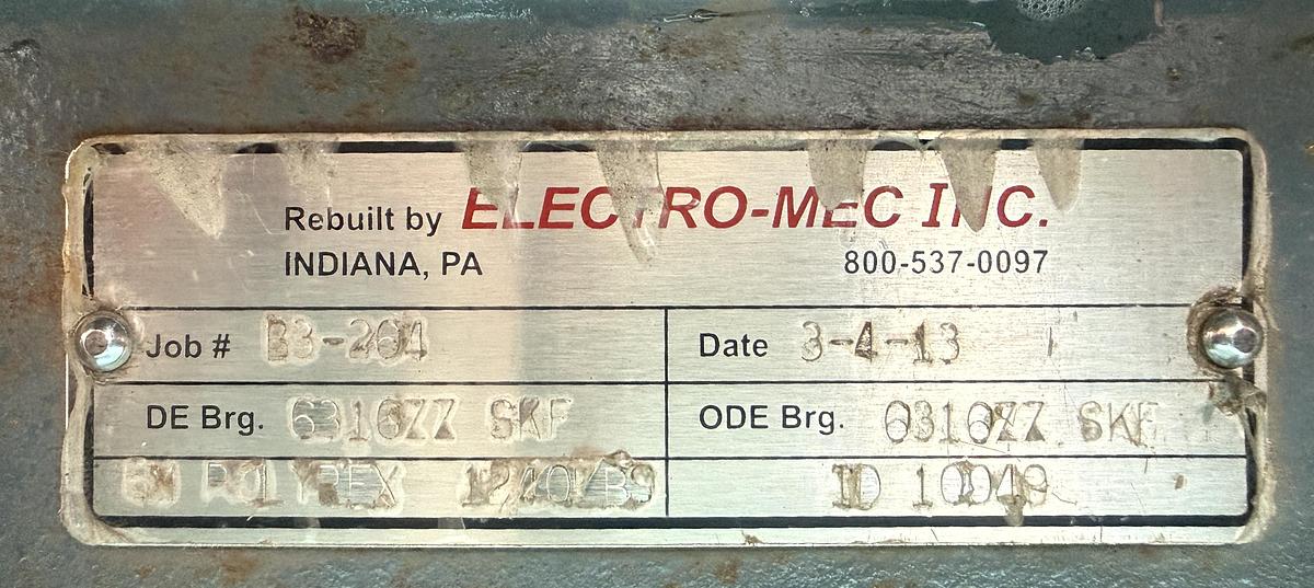 Refurbished SIEMENS DUTY MAX MOTOR 60 HP MODEL RGZSD 2YZ5 860 RPM 575 V