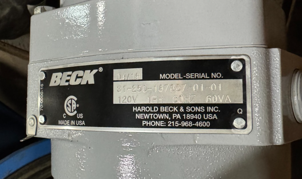 Beck Electric Actuator X1 Model 181-250-167857-01-01 120V 1 PH  60 VA