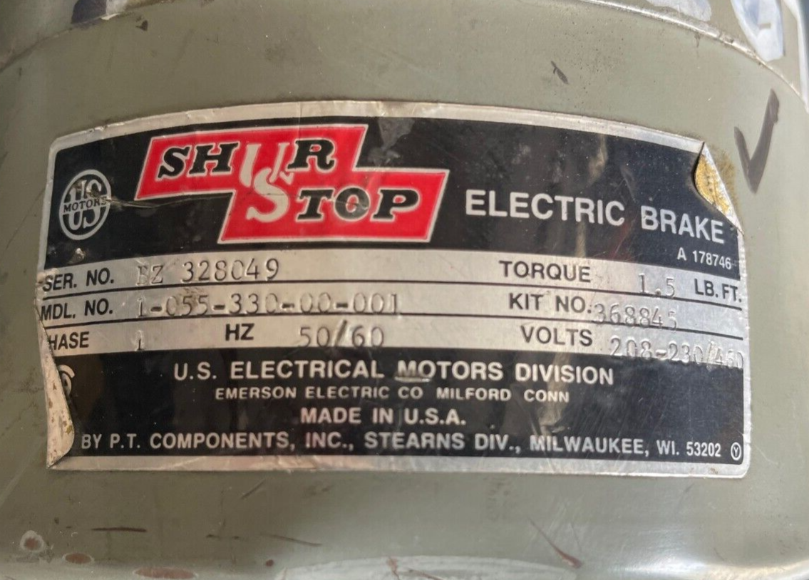 US MOTORS MOTOR 1/2 HP 1745 RPM 230/460 V 56C FO46/T01S331R025F W BRAKE