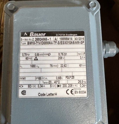 SEW-EURODRIVE GEAR MOTOR WA9 10 M0D K47 DRN100L4/BE5HR/AFQ5 1758 TO 129 RPM 5HP