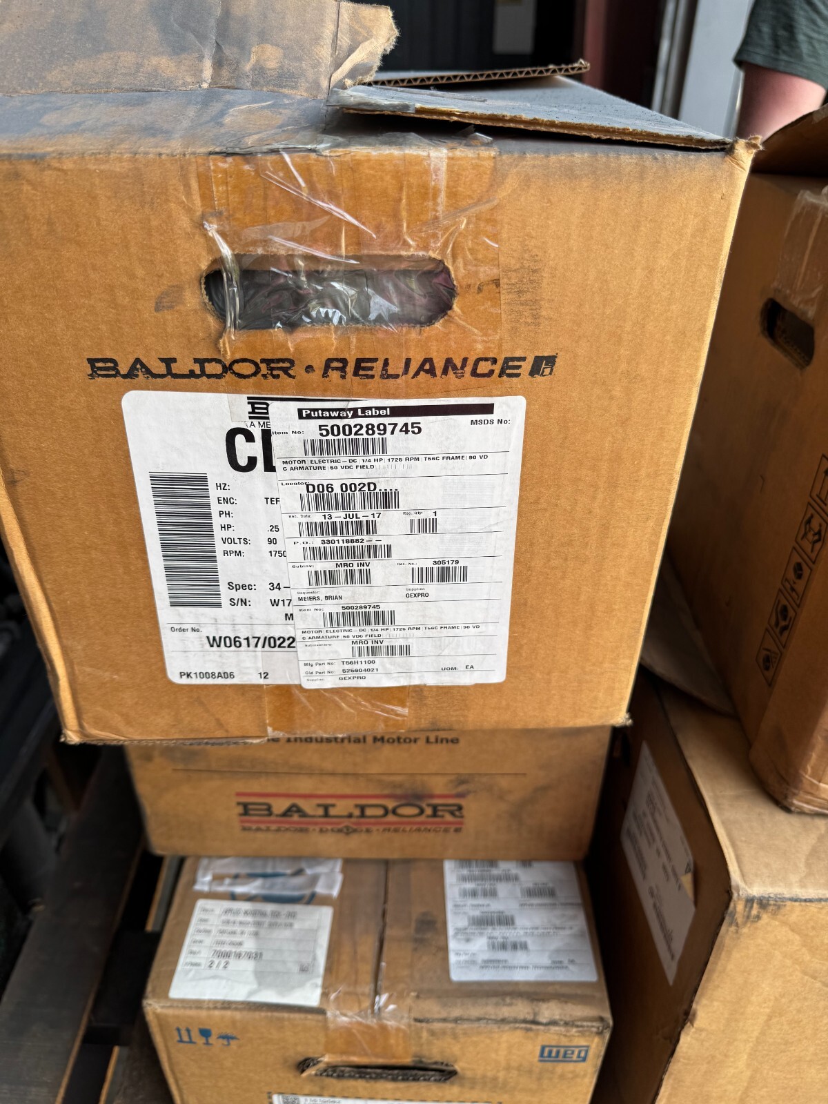 BALDOR DC MOTOR D2 1/4 HP MODEL T56H1100 1725 RPM 90 V DC AMP PH FR 90 VD