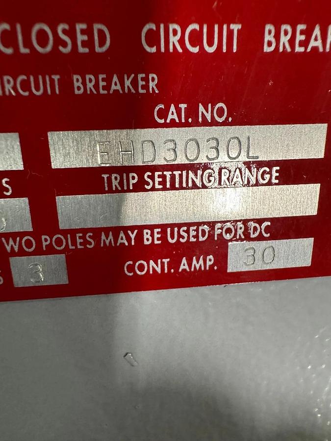 APPLETON EXPLOSION PROOF BREAKER V58 30 AMP 600 V 3 POLE 3 PH EHD3030L