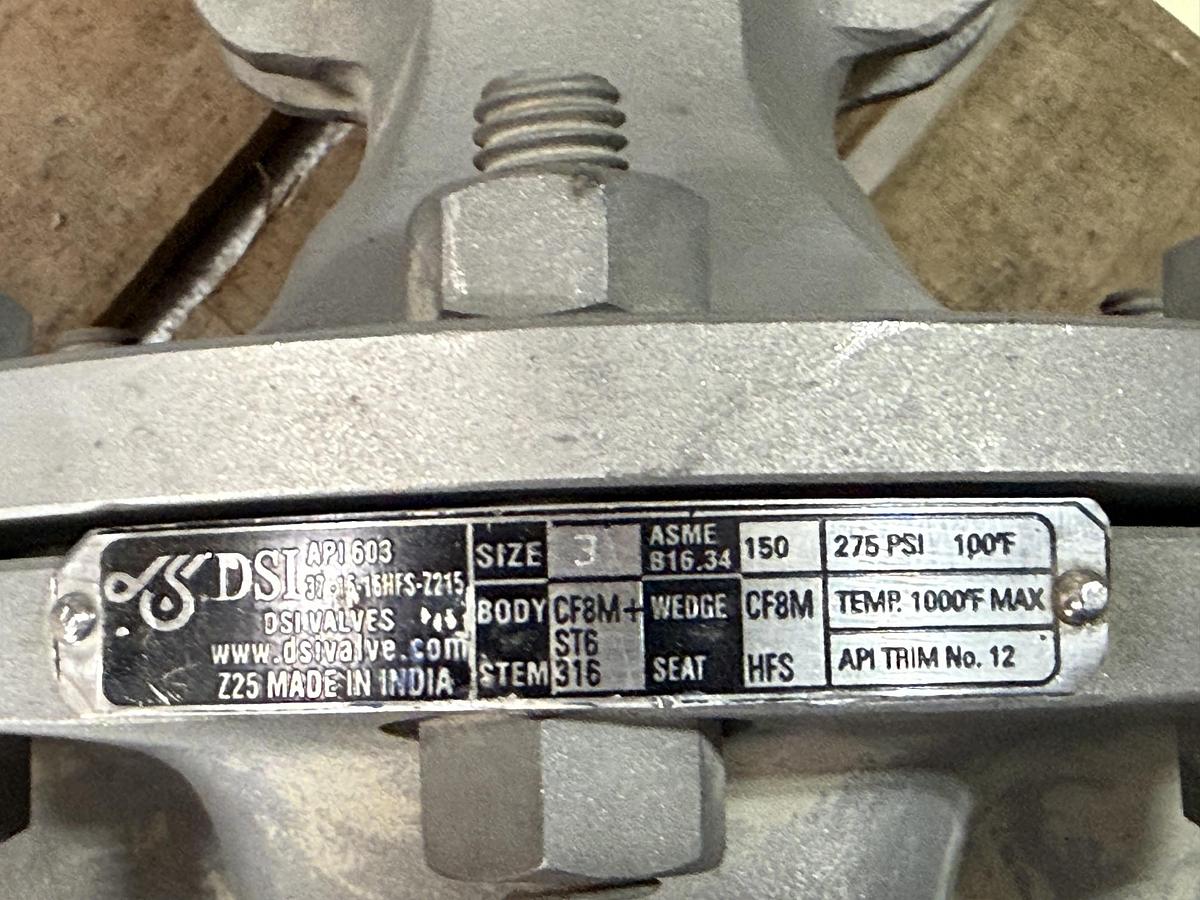 Refurbished DSI 3" 150 RF GATE VALVE 316 BODY 2ZDH FIG# 37-15-16HFS-Z215