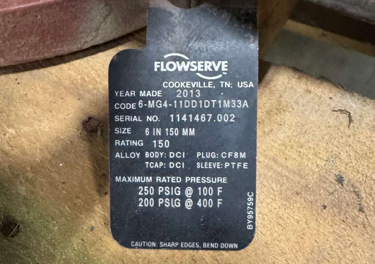 6" 150 3 WAY PLUG VALVE DURCO MODEL 6-MG4-11DD1DT1M33A DI BODY 316 TRIM VA20A