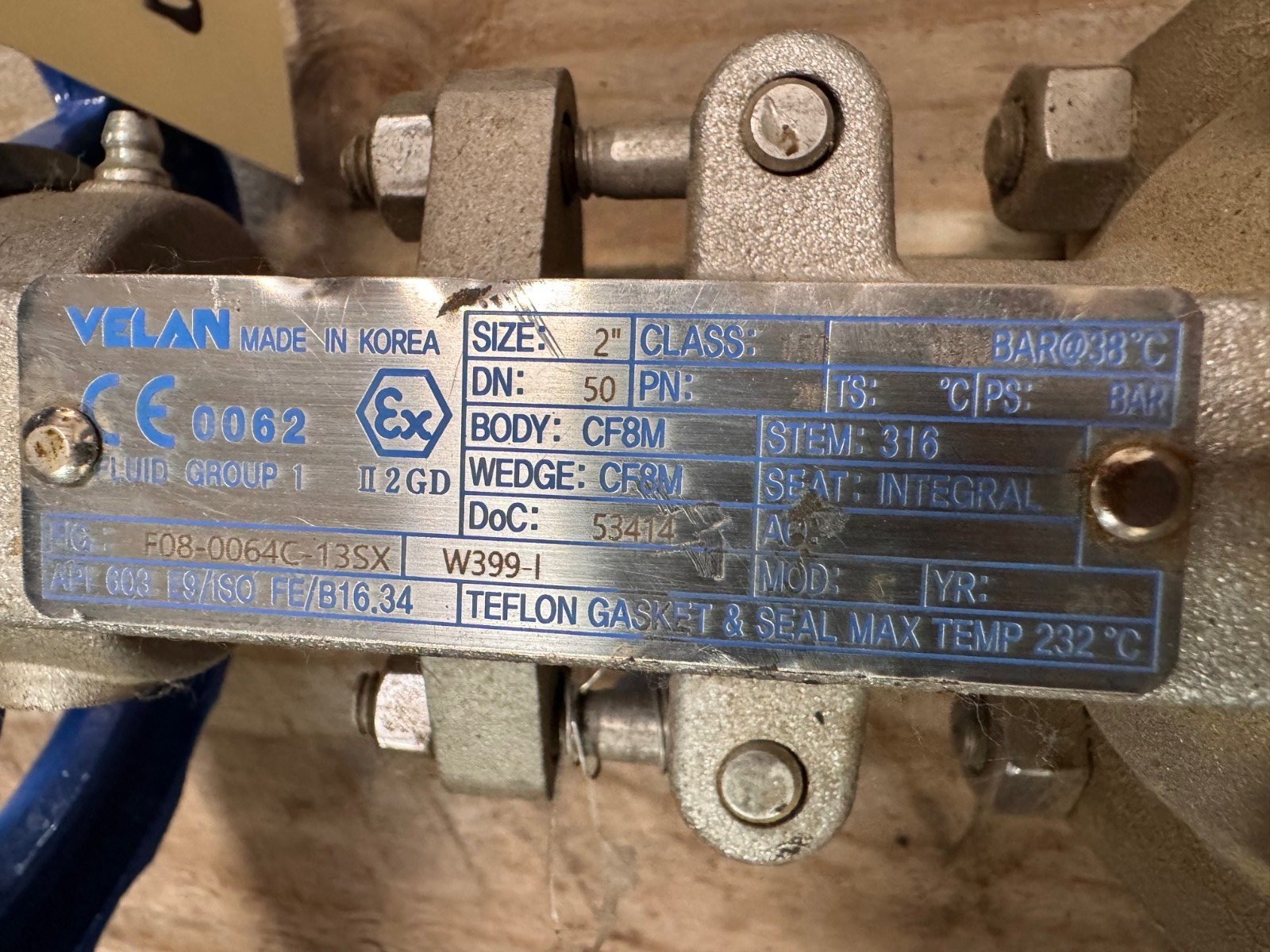 VELAN 2" 150 RF GATE VALVE 316SS  ZA5