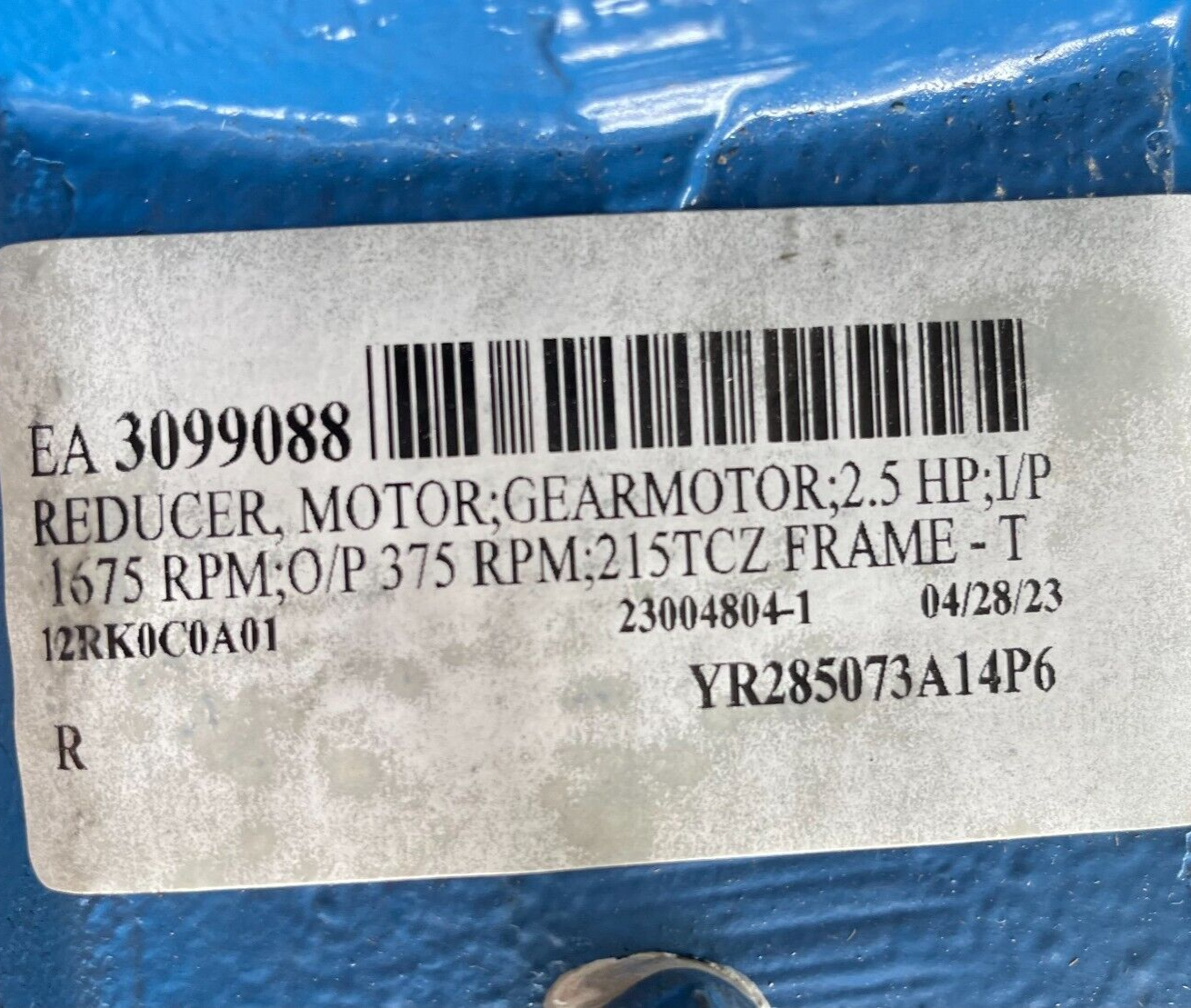 Sew Eurodrive Speed Reducer YR285073A14P6 2.5 HP 1675/ 375 RPM 215TCZ FRAME