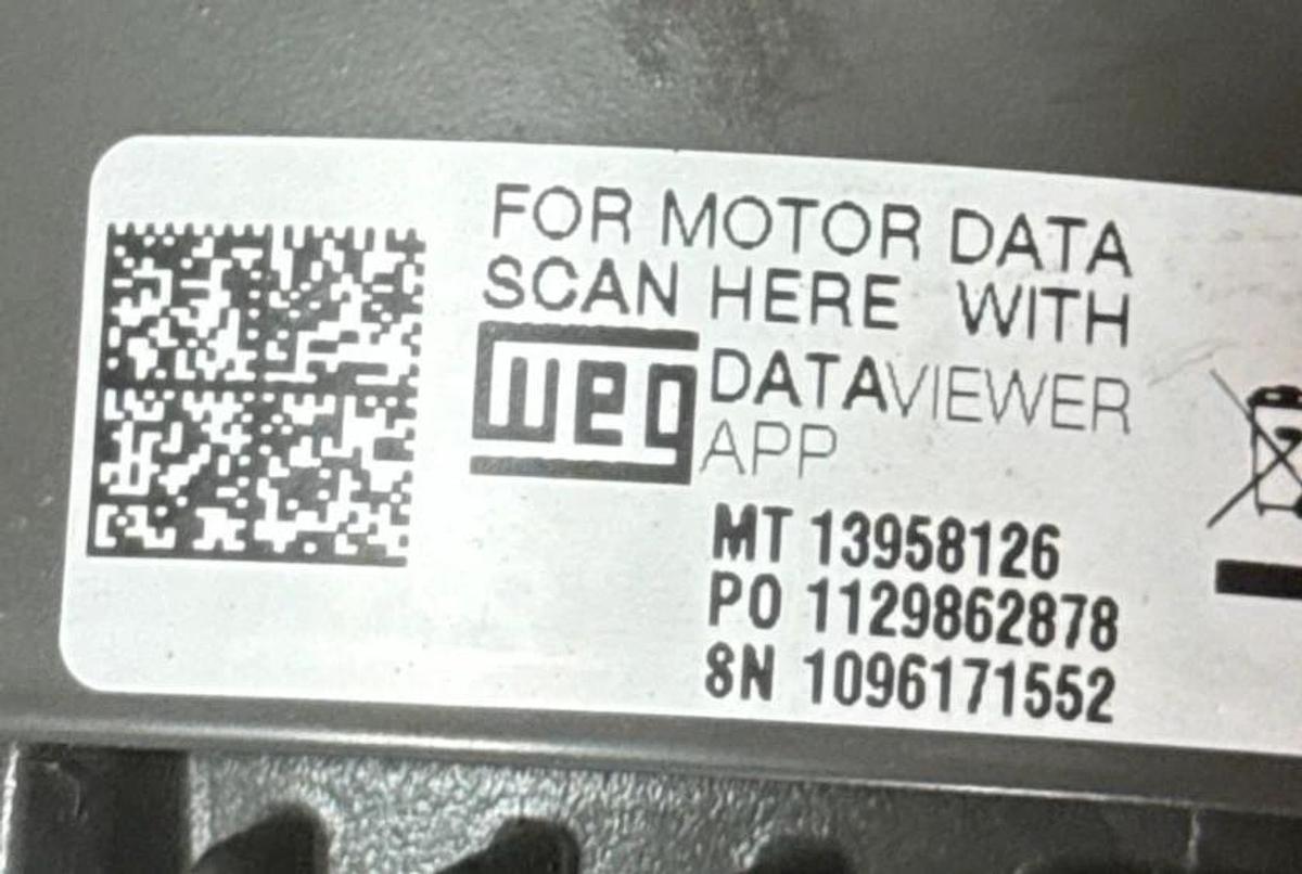 Used WEG 1/2 HP W21 TRU-METRIC SEVERE DUTY MOTOR MODEL 3718EP3EAL71-W22 2YJD