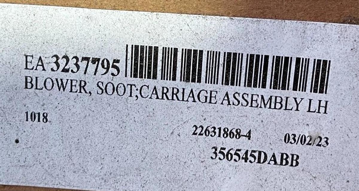 Diamond Power Soot Blower Carriage Assembly LH 356485DADB LH 100 IPM SERIES