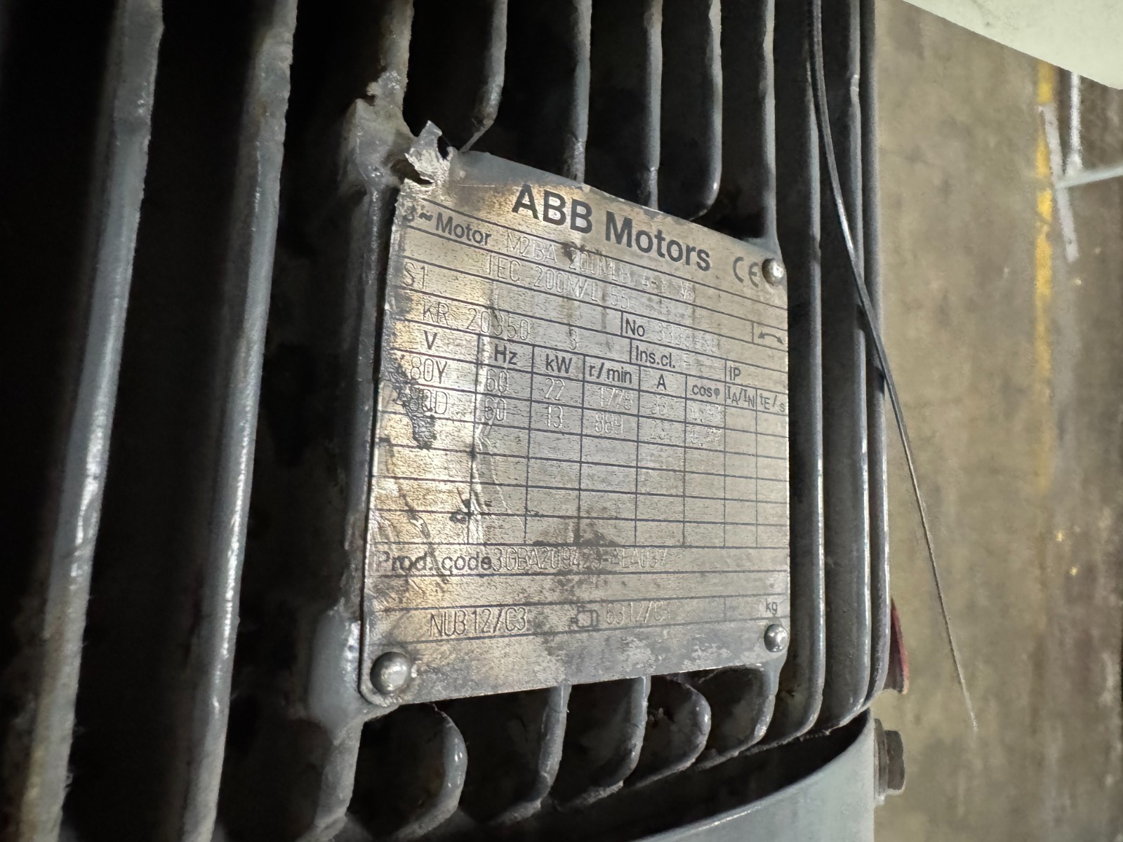 ABB Motor U 30 HP MODEL MB2A 200 MLB 1778/889 RPM 480/230 V 33/23 AMP 3 PH