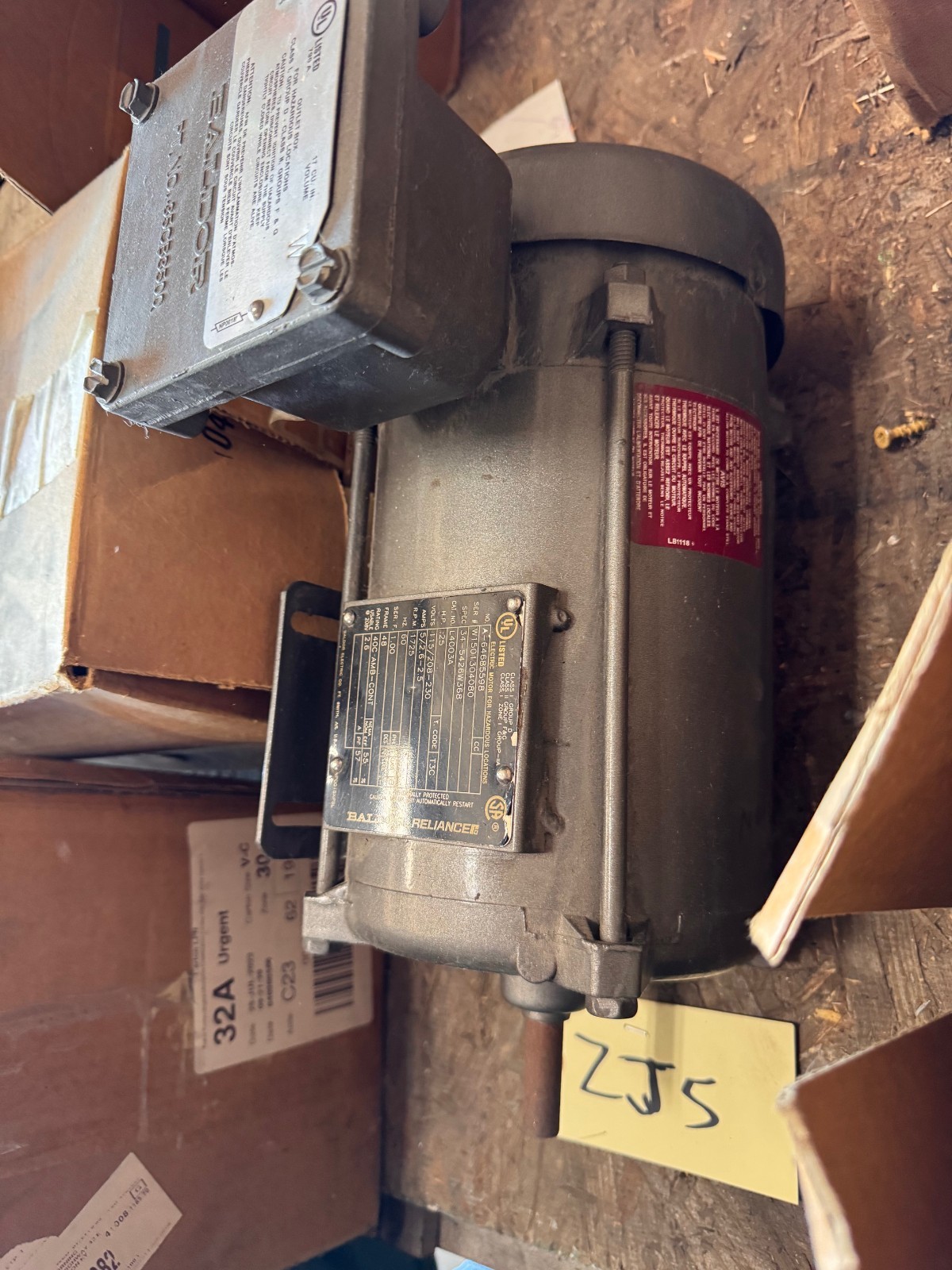 BALDOR EXPLOSION PROOF MOTOR 1/4 HP MODEL L4003A ZM1 ZM2 ZF4A CJ5 1725 RPM