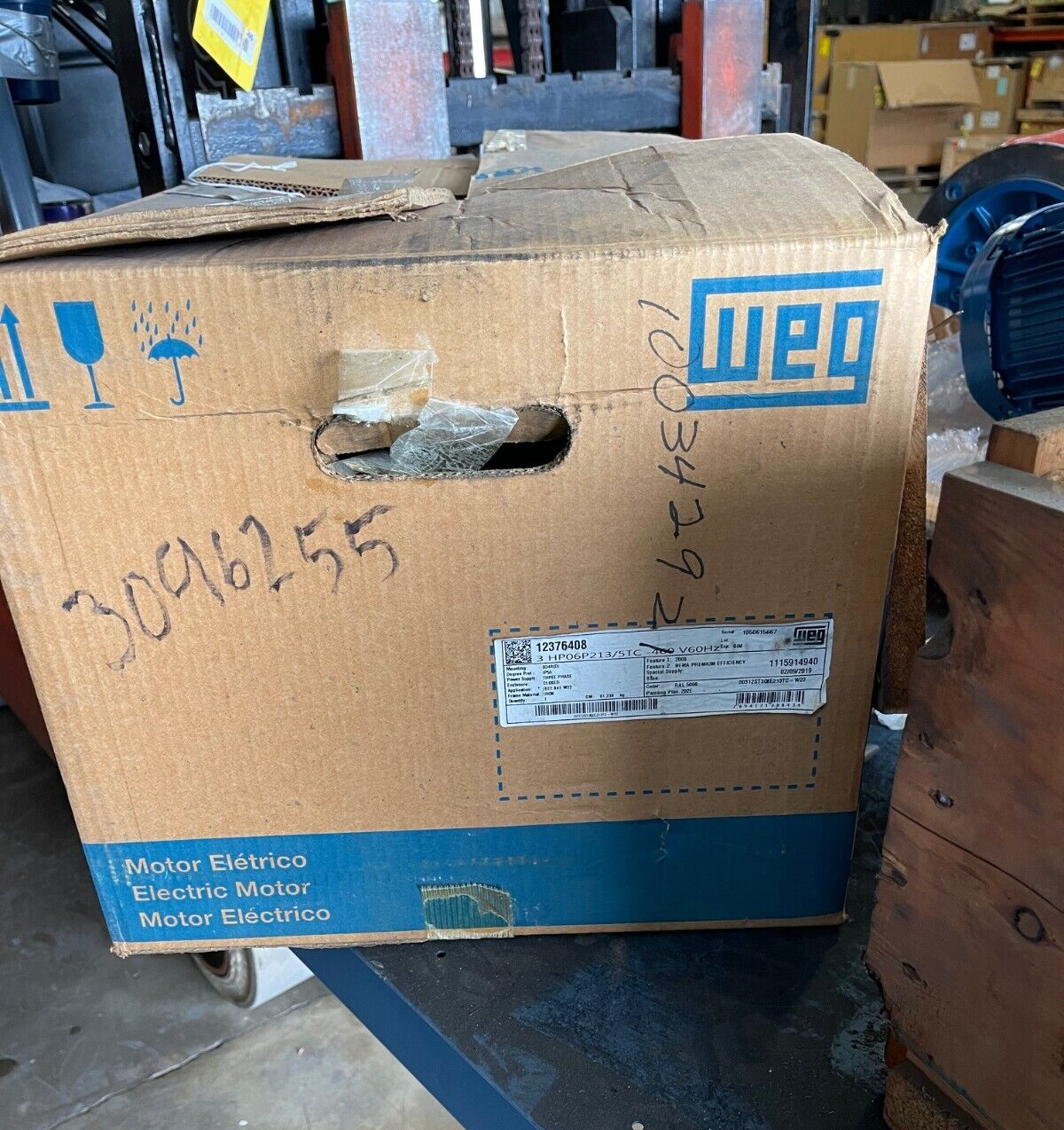 3 HP MOTOR WEG 1175 RPM 460 V FRAME 213/5TC