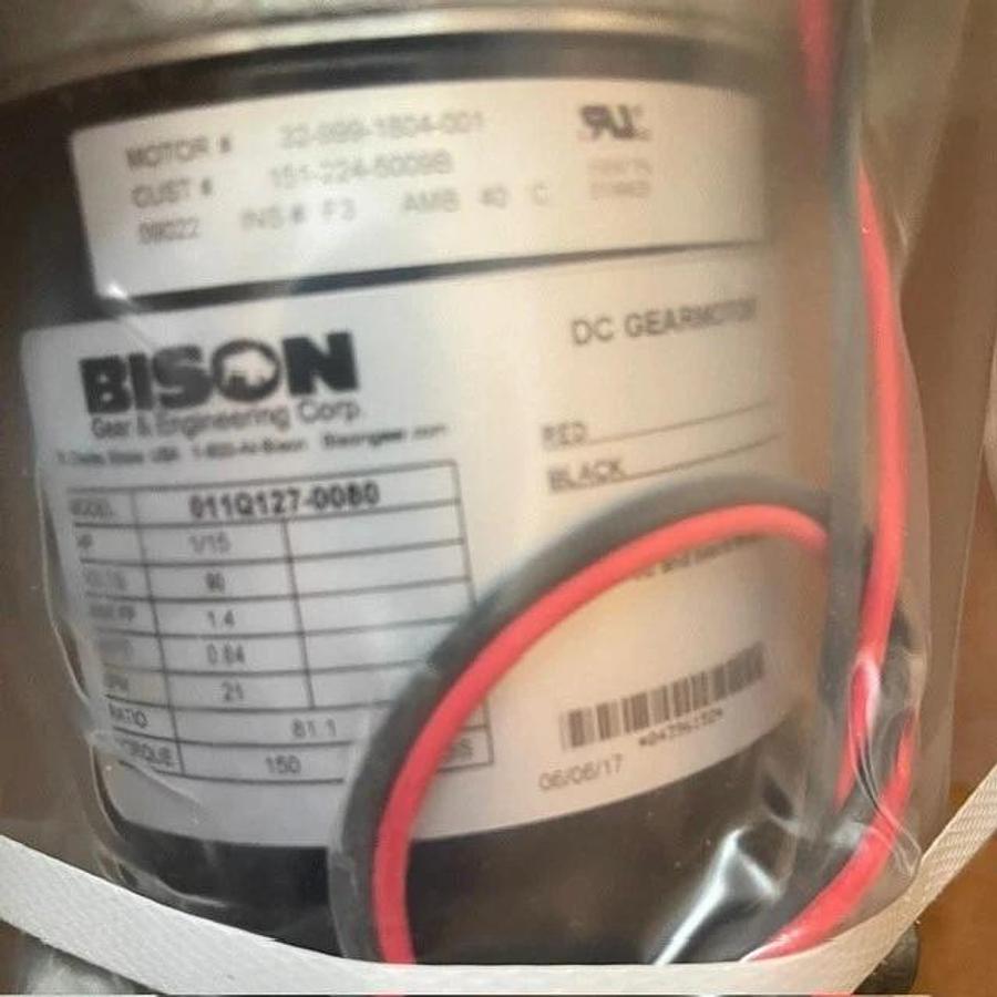 BISON DC GEARMOTOR 1/15 HP 90 VDC RATIO 81 TO 1 011Q127-0080
