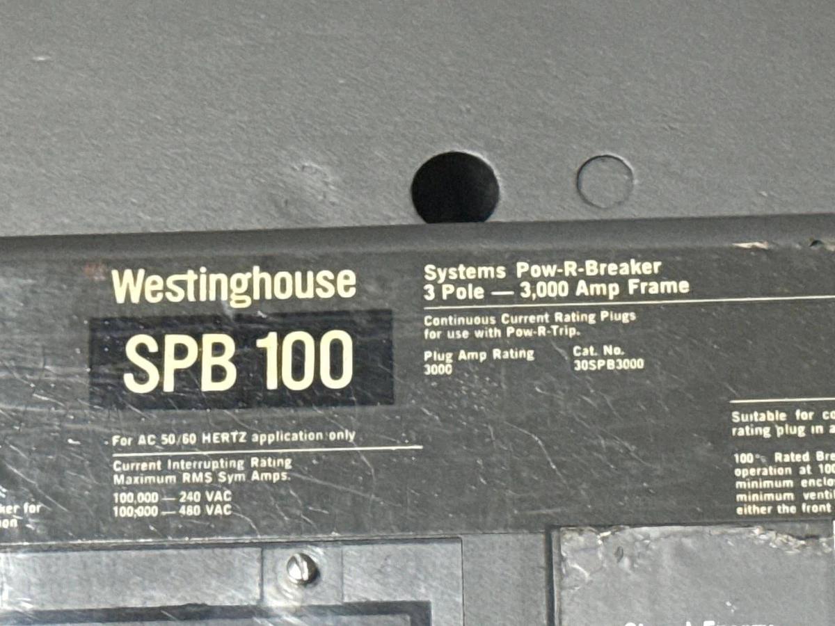 Refurbished BREAKER WESTINGHOUSE MODEL SPB100-30SPB3000 3000 AMP POW-R-BREAKER 3000 AMP