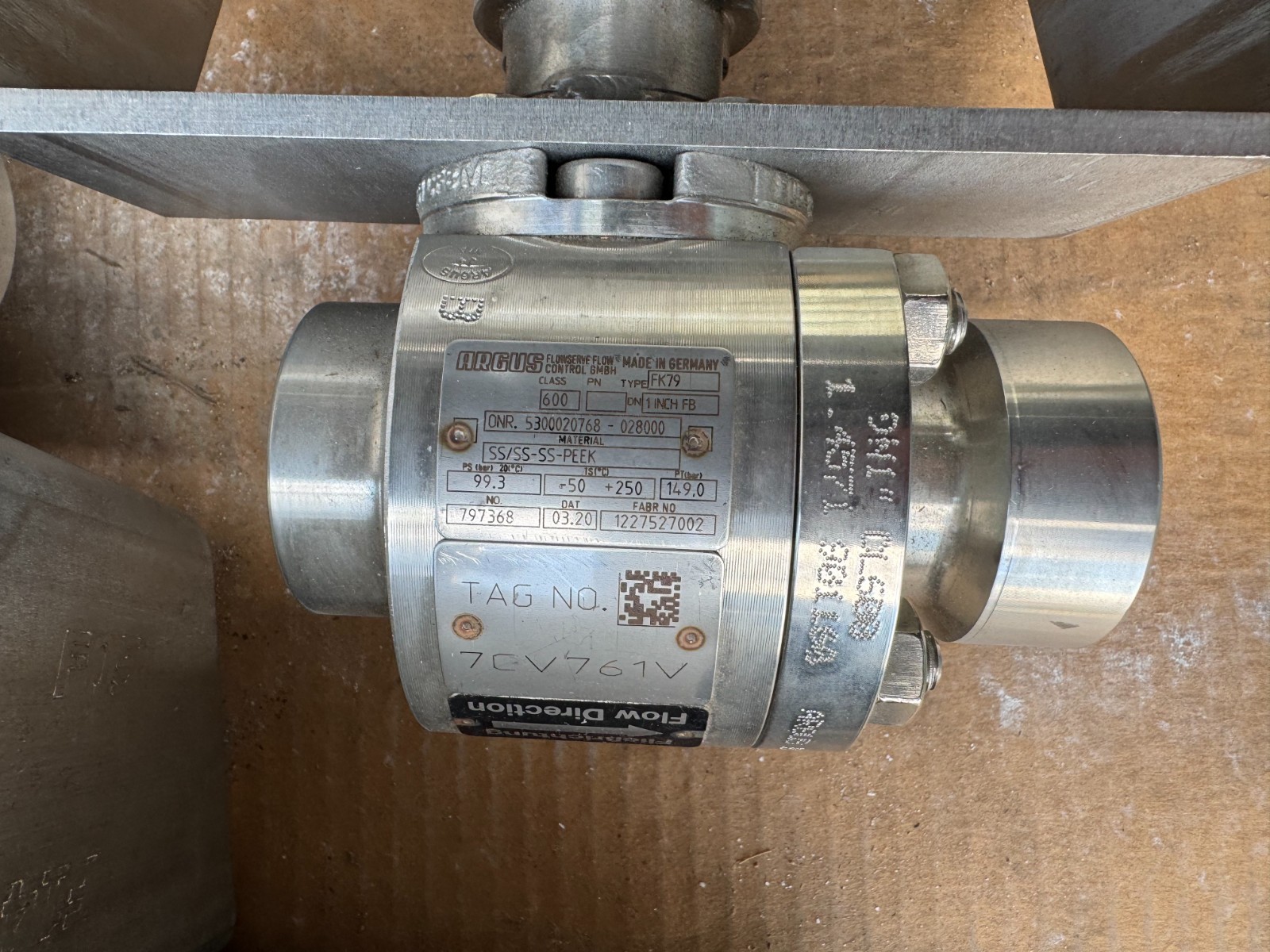 ARGUS 1" 600 THD FP BALL VALVE V38 MODEL FK79 SS BODY SS TRIM W ACTUATOR