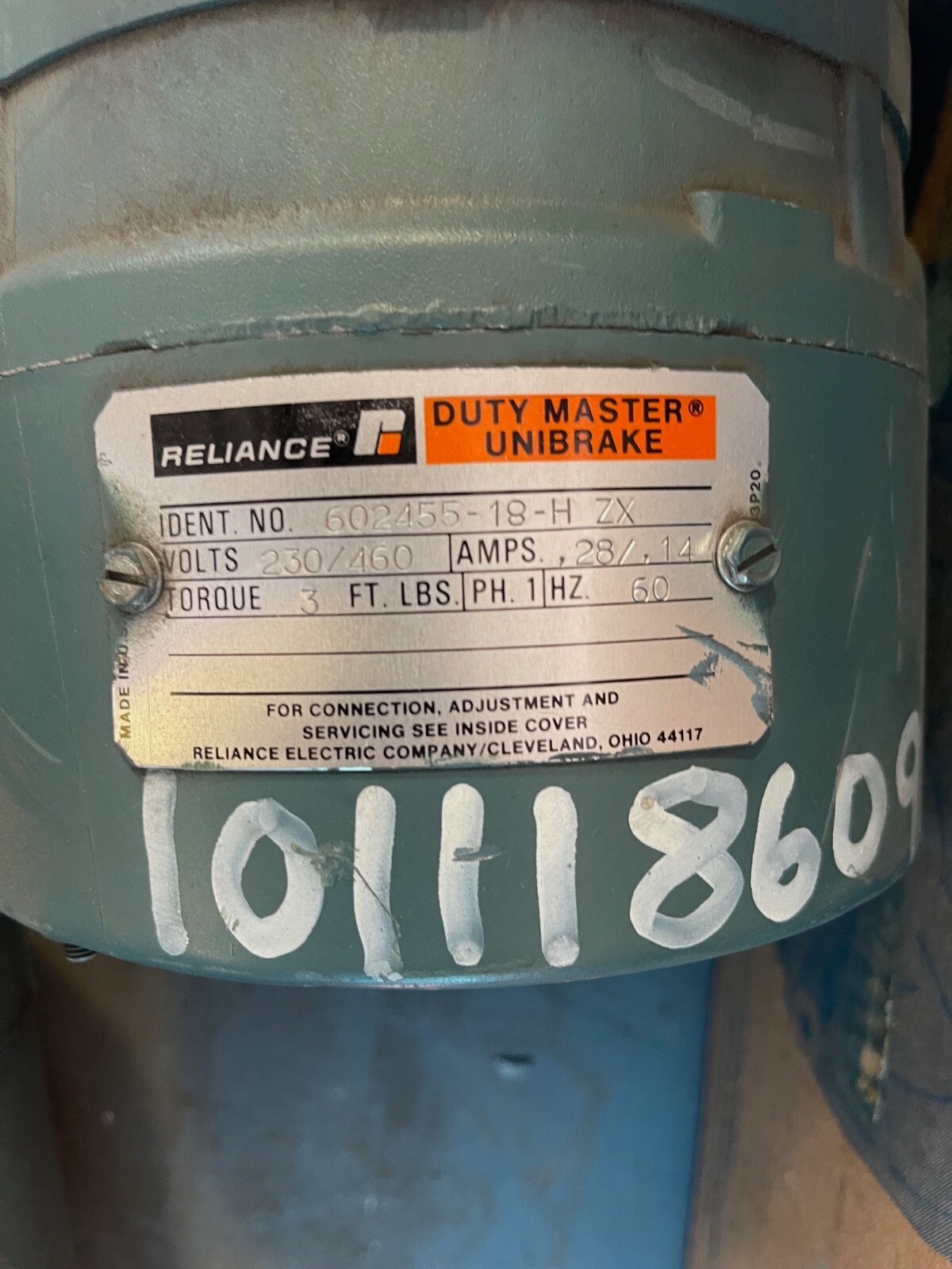 RELIANCE S2000 DUTY MASTER MOTOR 1/4 HP 208/230 460/480 V 1725 RPM FRAME FB56 P5