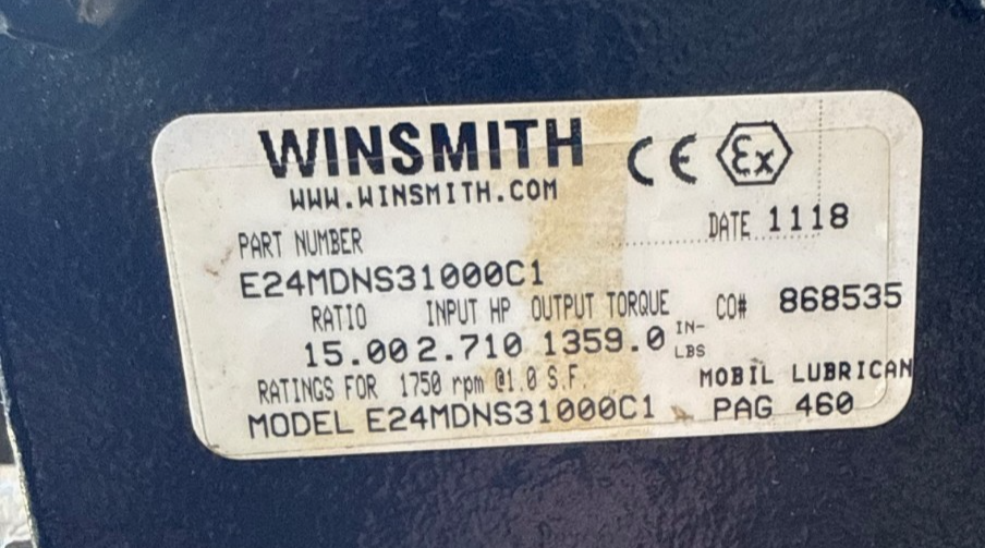 SE ENCORE WINSMITH GEAR REDUCER 1XPI MOD E-24MDNS31000C1 1750 RPM 15 TO 1