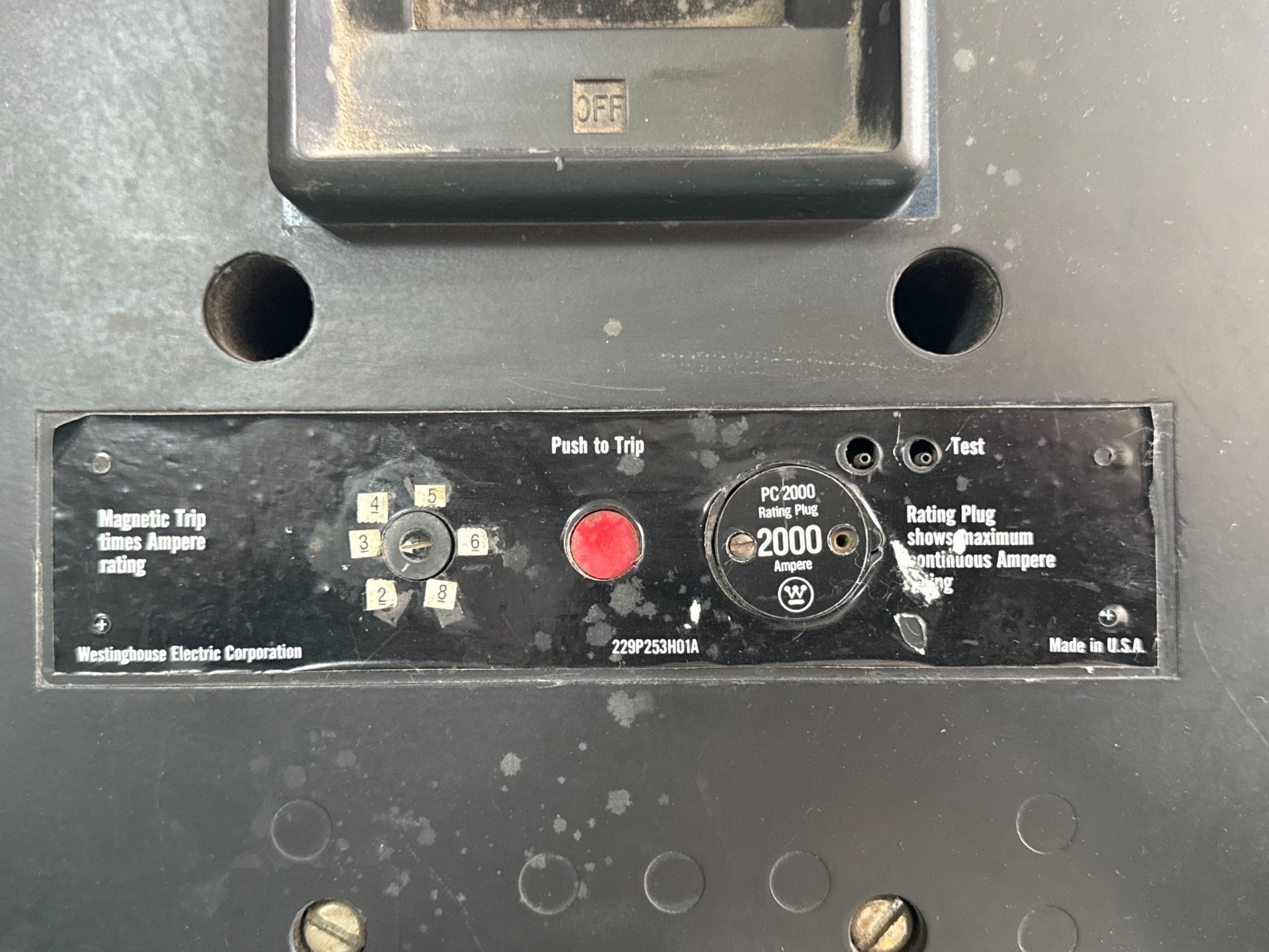 Refurbished Westinghouse 2000 AMP BREAKER PC32000F 2KA PC FRAME 3P 600V 2000 A TRIP 2YW2