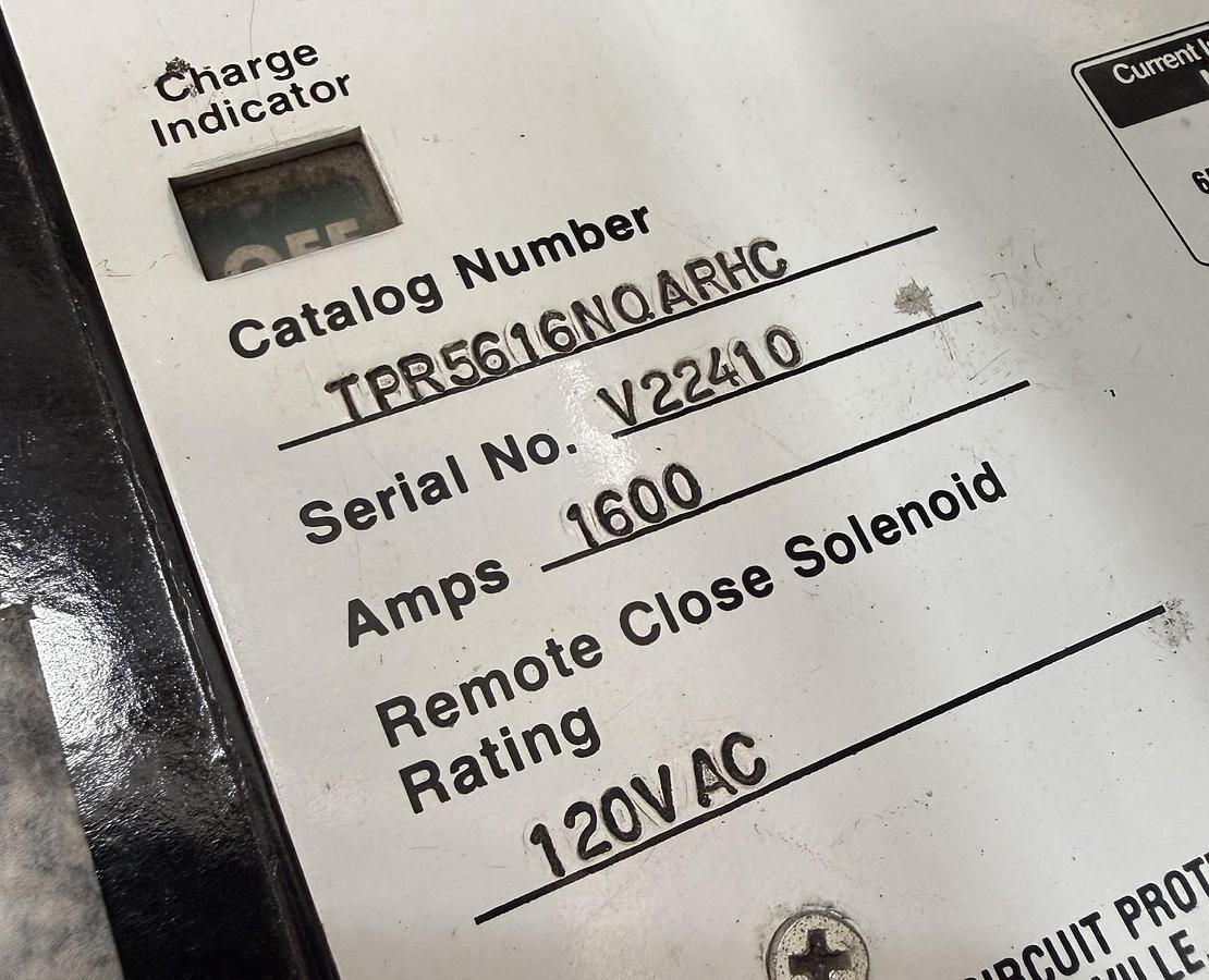 Refurbished GE 1600 AMP Power Break I Breaker MODEL TPR5616QARHC 1600A TRIP FULL SZ FRAME CAT TPY5616 TRIP PLUG AND AUX A B 24VUVR