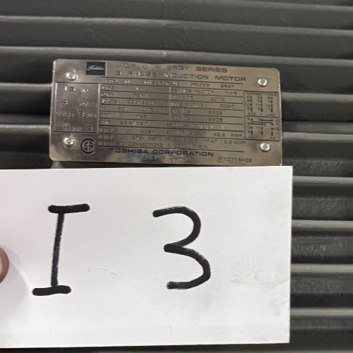 Toshiba MOTOR 15 HP I3 1755 RPM 230/460 V 4 POLE 39.4/19.7 AMP 3 PH FR 254T