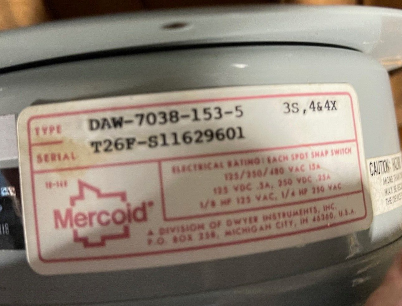 MERCROID PRESSURE SWITCH DAW-7038-153-5