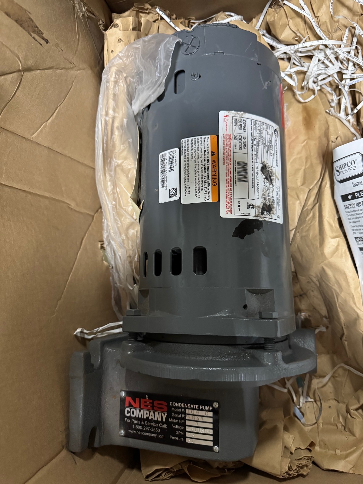 NES Company CENTRIFUGAL CONDENSATE PUMP VA17A B E MODEL 106D SER N831