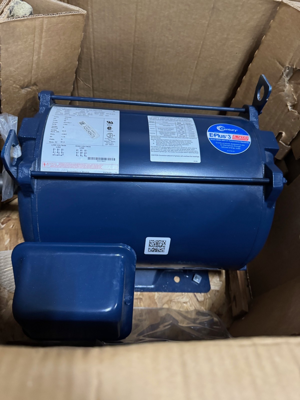 BALDOR 20 HP MOTOR XA3  MODEL M4112T 870 RPM 230/460 V 3 PH 165 AMP FR 324T