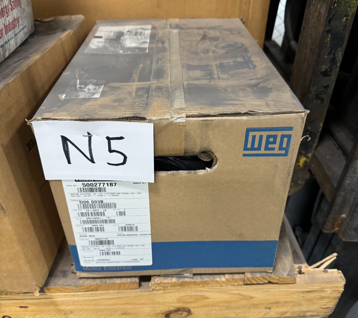 WEG MOTOR N5 1 HP 00118ET3E56C-S 1765 RPM 230/460 V  2.94/1.47 AMP 3 PH FR 56C