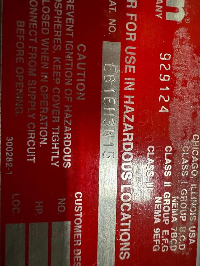 APPLETON EXPLOSION PROOF BREAKER V63 15 AMP 480 V 3 POLE 3 PH EB1EH3W15