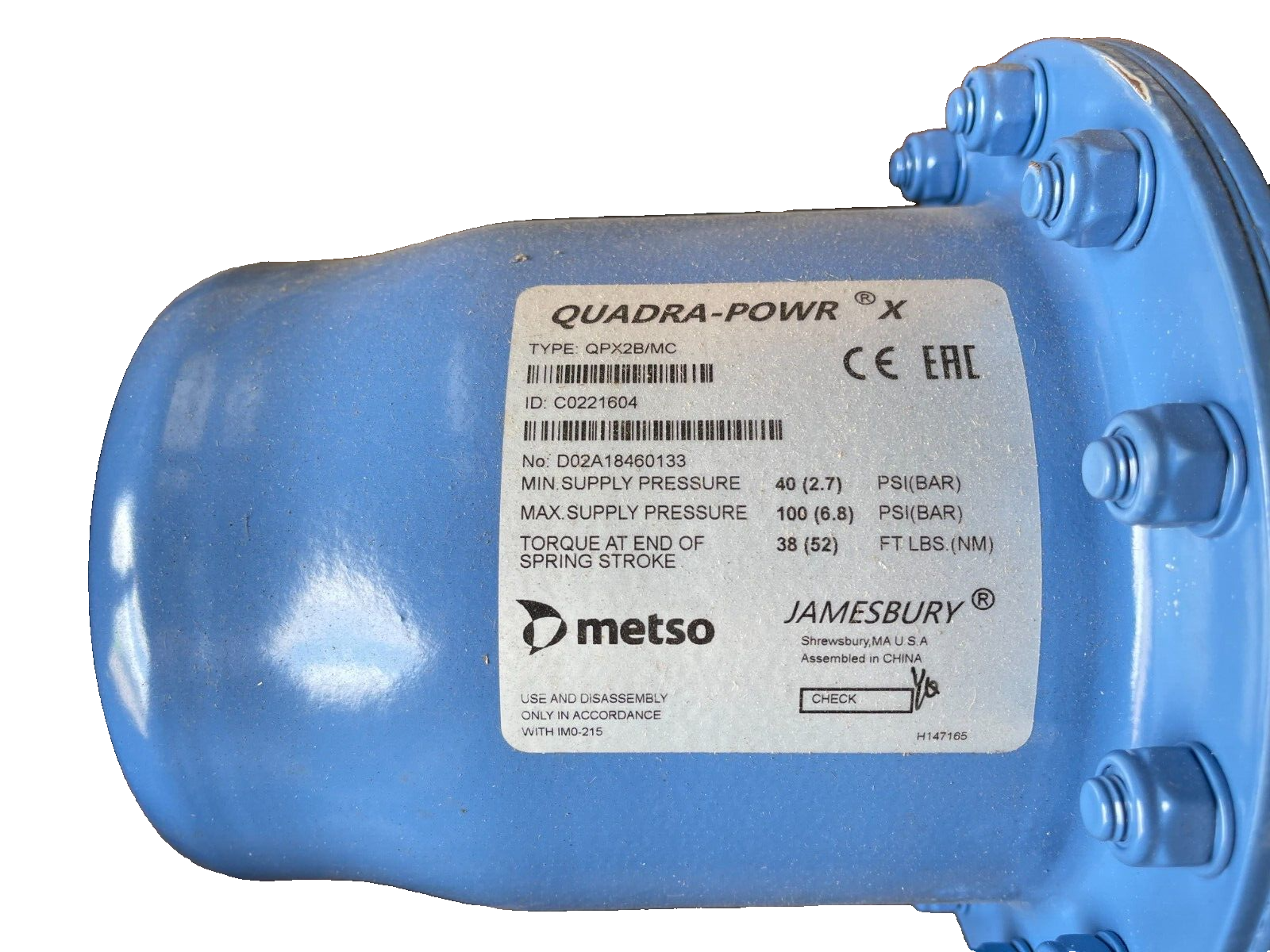 11/2" 1500 3 PC SW 316 SS CONTROL BALL VALVE JAMESBURY W METSO ACTUATOR QPX2B/MC