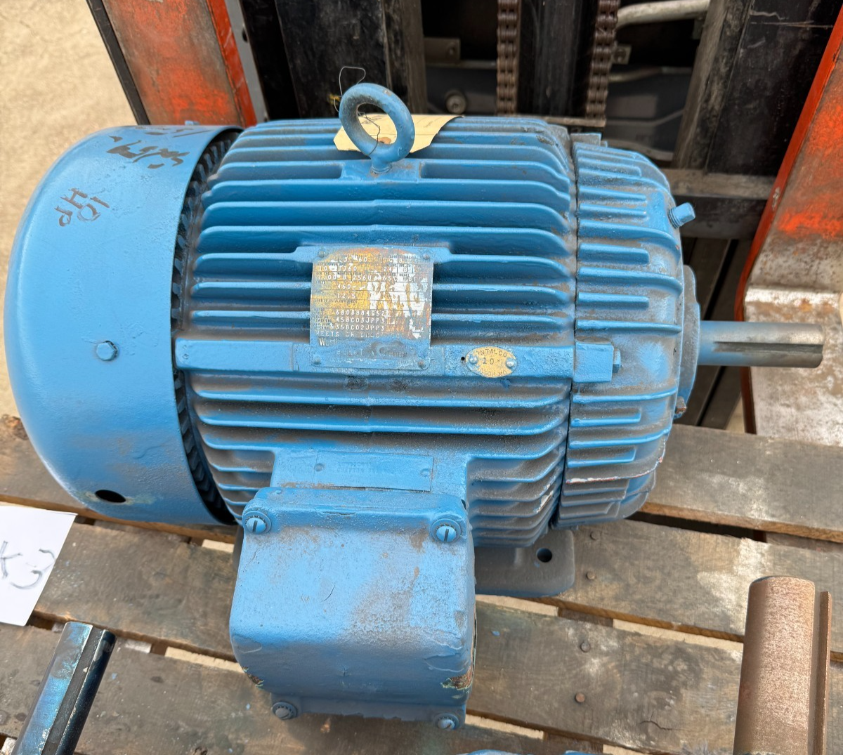 WESTINGHOUSE MOTOR 10 HP KK3 MODEL TBFC 1760 RPM 460 V 3 PH 12.5 AMP FR 256U