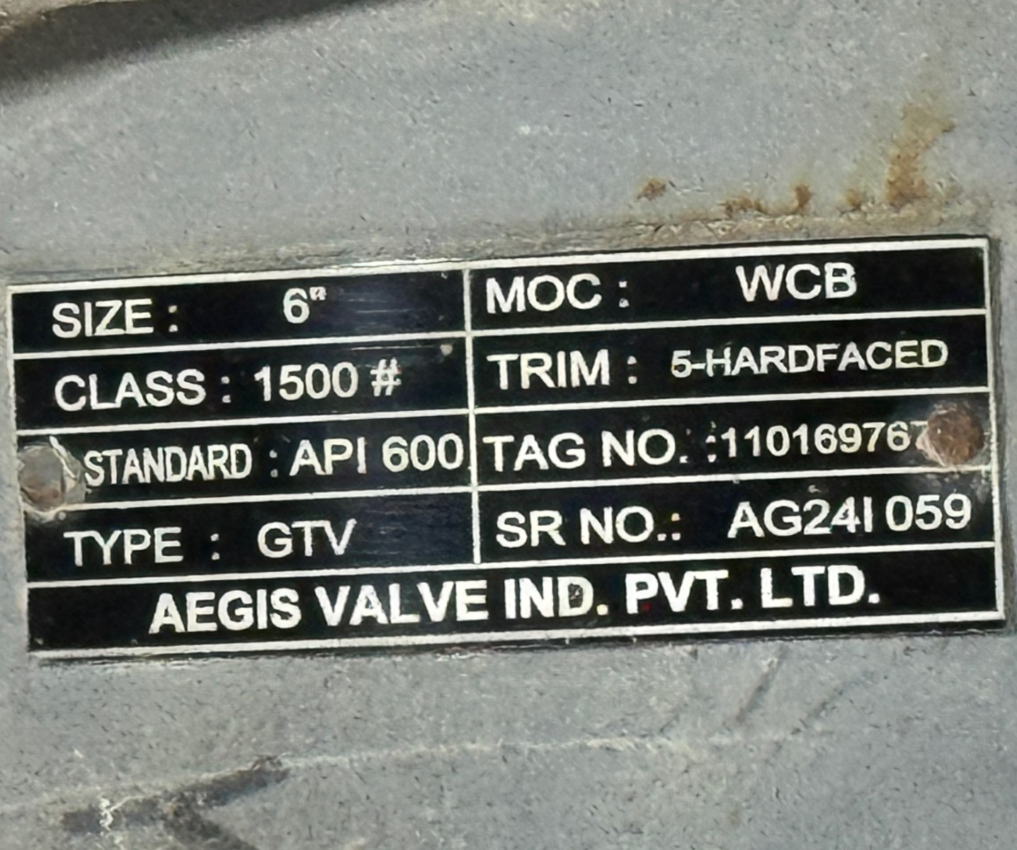 6" 1500 BW PRESSURE SEAL GATE VALVE WCB W GEAR OP P38 AEGIS