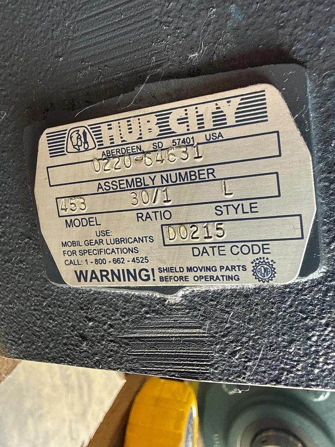 HUB CITY GEAR REDUCER 1XTF MOD 453-0220-64631 30-1 RATIO STYLE D0215