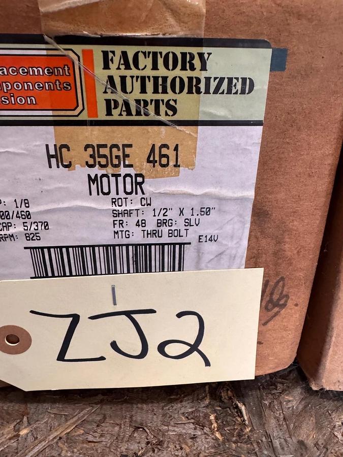 GENTEQ Motor 1/8 HP MODEL HC 35GE 461 S245BS ZJ2 ZI5 825 RPM 400/460 V .5 AMP