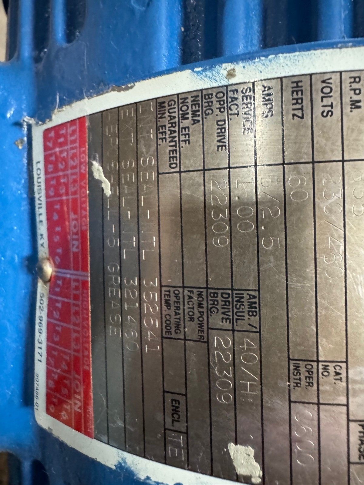 CARRIER 1 HP VIBRATING MOTOR DOUBLE SHAFT XA13 PART 6-375492-40 855 RPM 230/460
