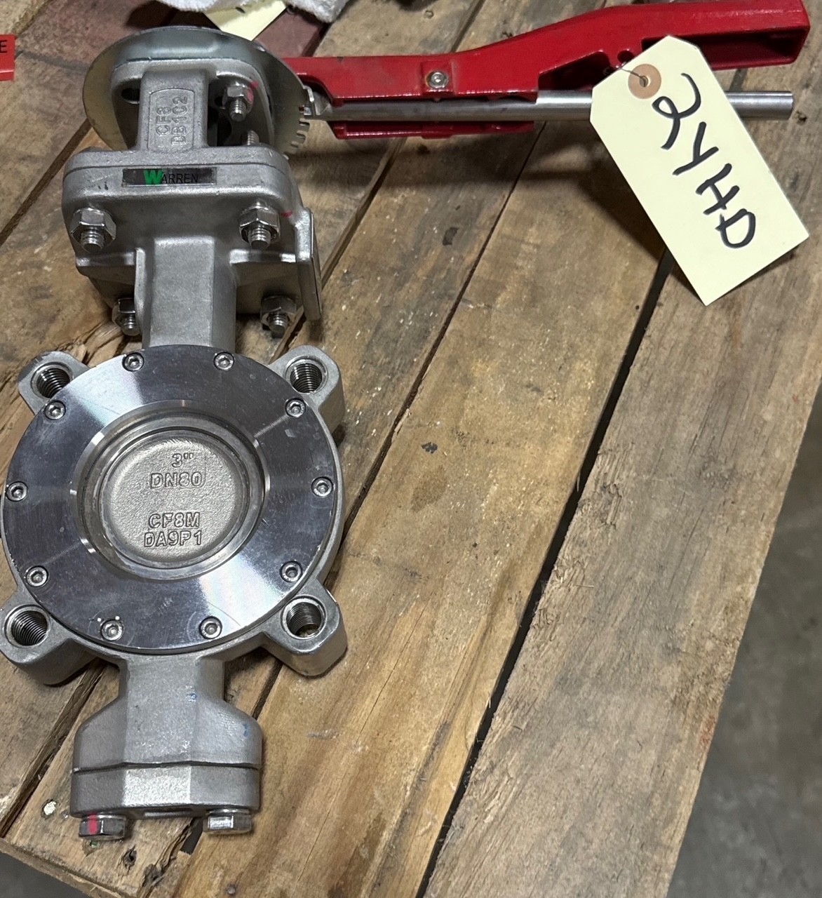 Used WARREN 3" 150 DOUBLE OFFSET LUG HI PERFORMANCE BUTTERFLY VALVE  MODEL 9158-2