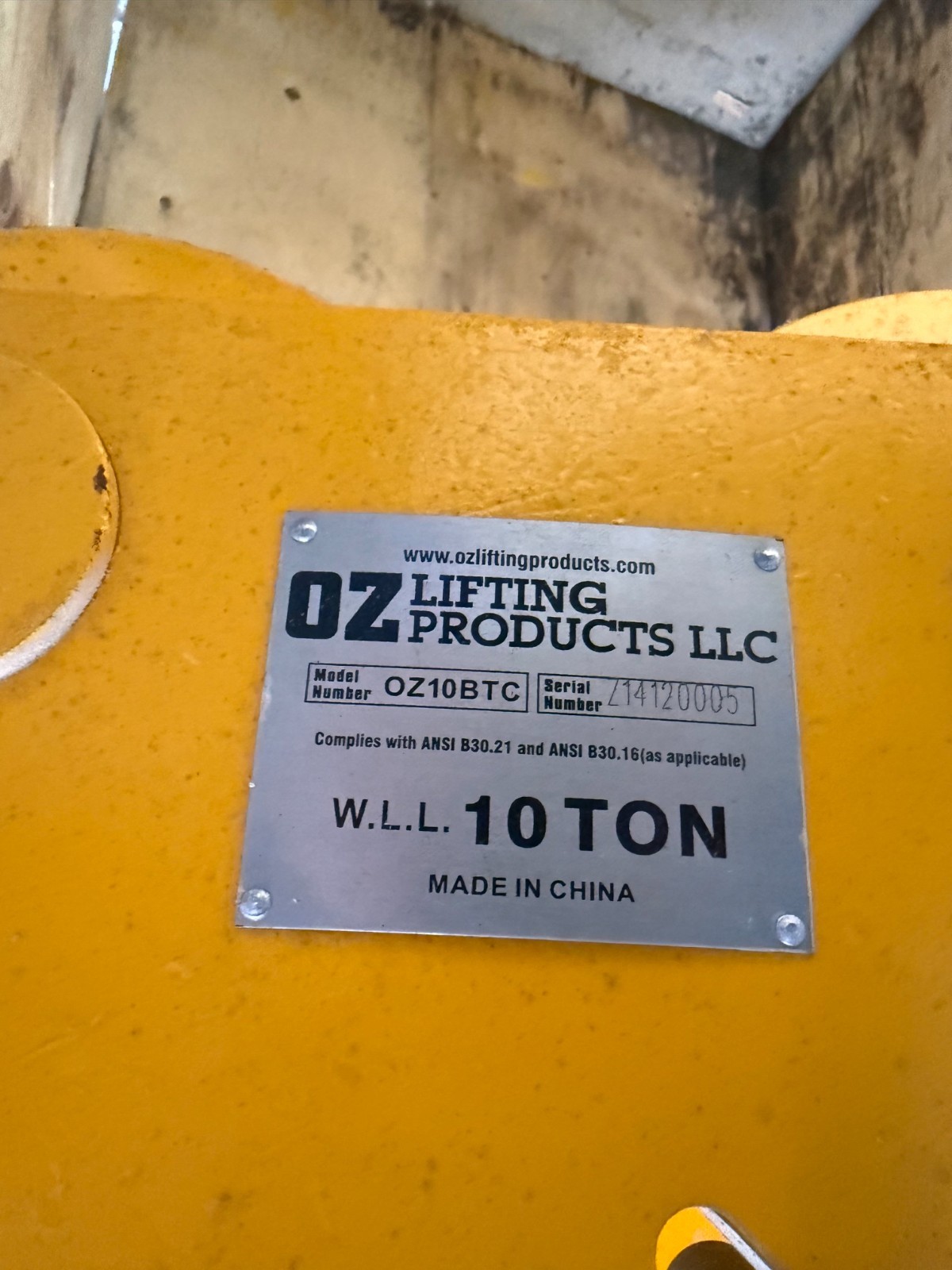 Used Harrington Pneumatic Hoist 6 Ton TCK6000-P2  WITH TROLLEY 2YQ2-7 2RY2