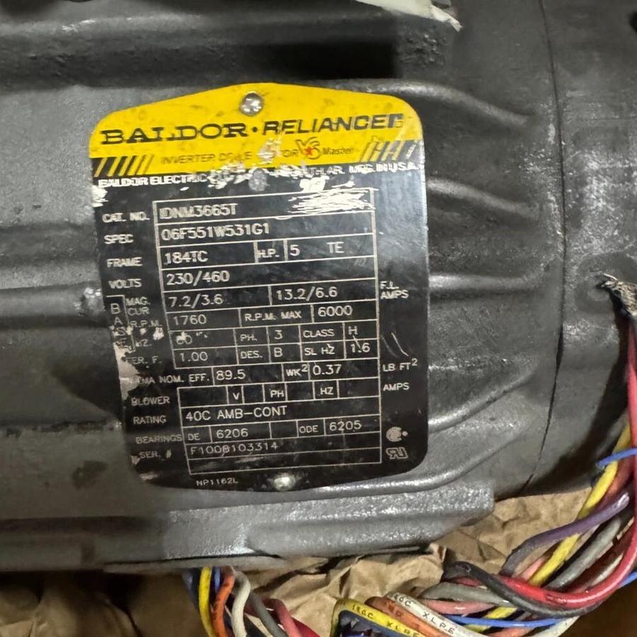 BALDOR MOTOR J3 5HP 06F551W531G1 1760RPM 230/460V 3PH 7.2/3.6 13.2/6.6 A FR184TC