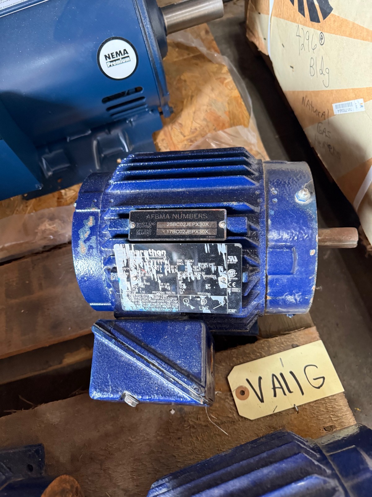 MARATHON Motor 2HP VA11EFG MODEL ZA145-THTN19058AAJ 1740 RPM 460 V FRAME 145T