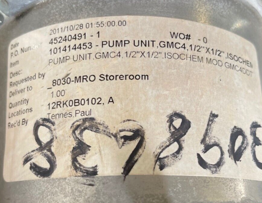 ISOCHEM 1/2" CHEMICAL PUMP W 1.5 HP WEG MOTOR 1755 HP 230/460 V GMC4DDT