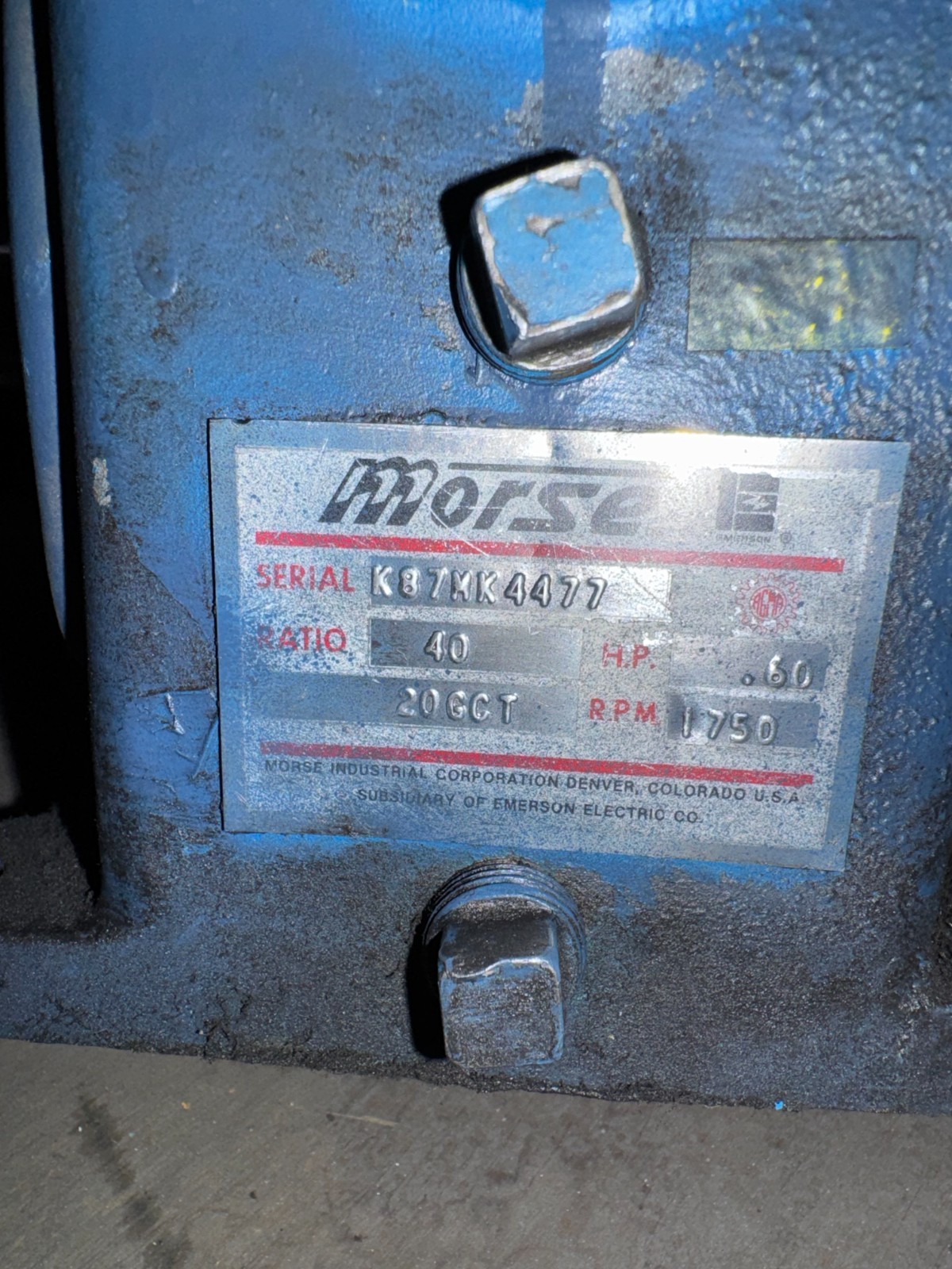 RELIANCE GEAR MOTOR X4 1/2 HP MODEL P56H1335W-20 RATIO 40 1725 RPM 208-230/460 V
